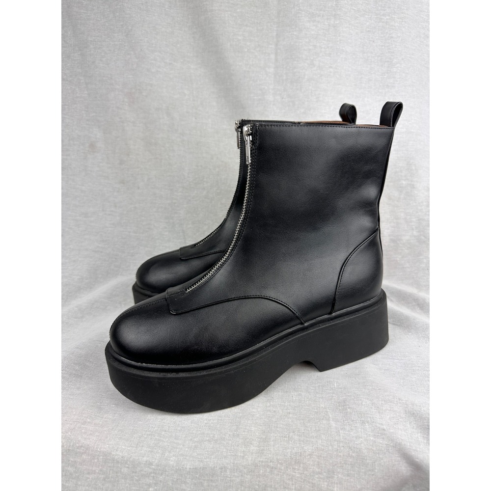Wild Fable Women Black Front Zip Platform Boots Memory Foam Size 9 Ankle Booties